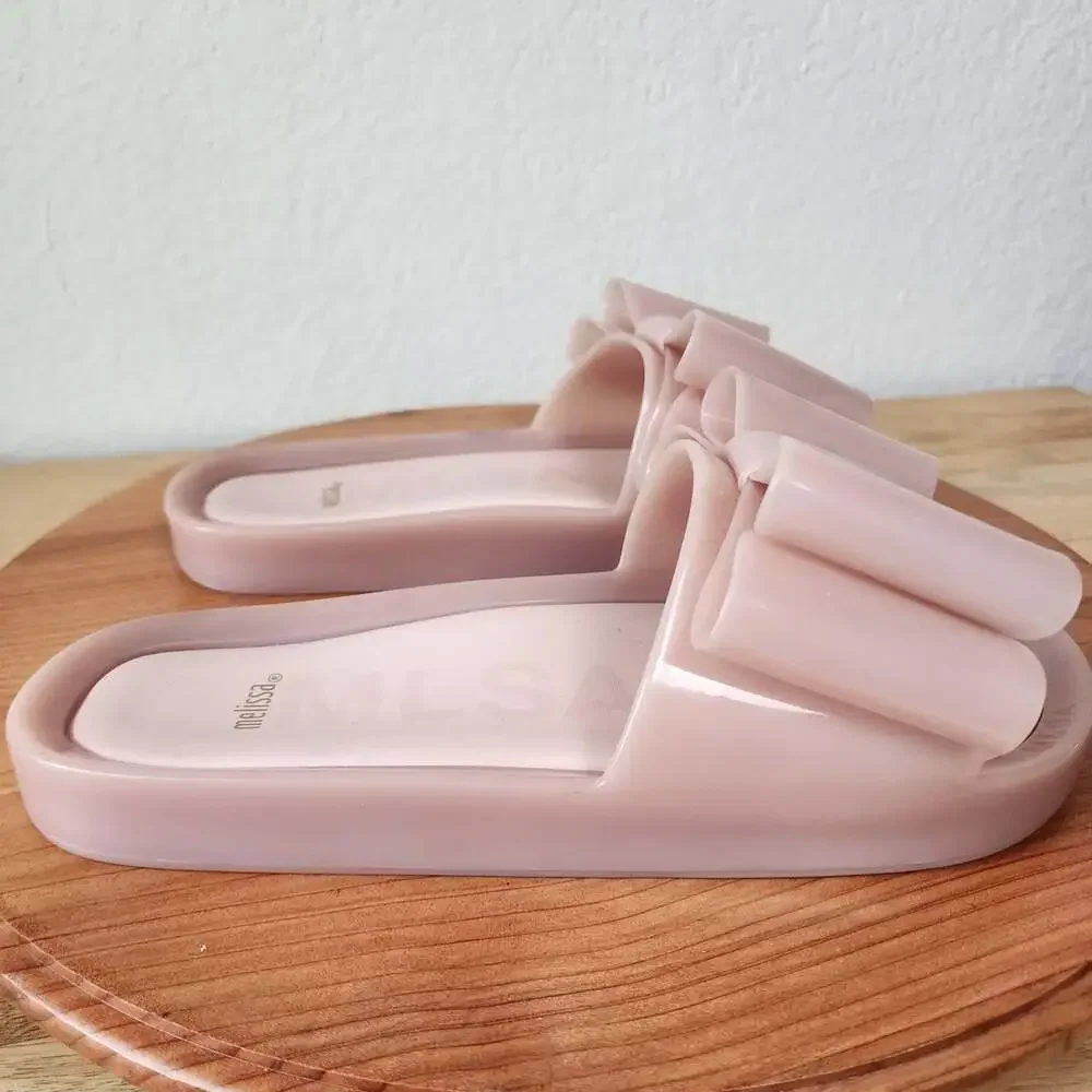 Melissa Jelly Slide Sandals Womens Size 9 Pink Bow Slip On Waterproof Comfort